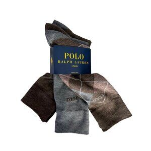 Polo Ralph Lauren 3-Pair Dress Socks Argyle Grey / Brown